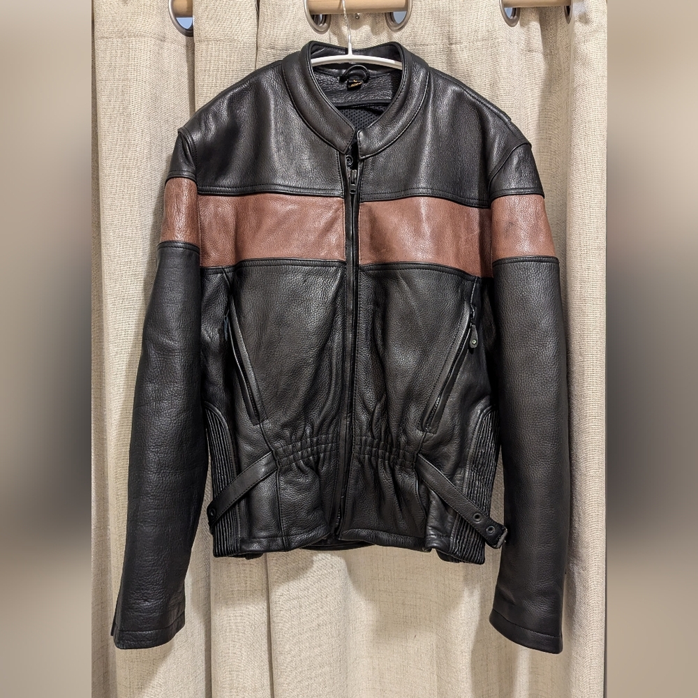 Leather Motorcycle Riding Jacket sz-L 🧡